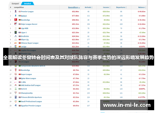 全面解读冬窗转会时间表及其对球队阵容与赛季走势的深远影响发展趋势